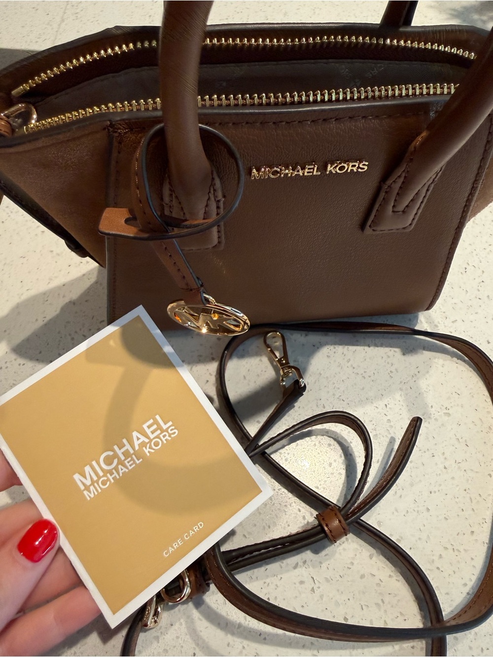 MICHAEL KORS Chestnut Brown Leather Top-Handle Satchel - Picture 8 of 9